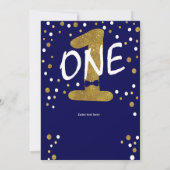 Invitation Navy & Or, M.Onederful Anniversaire, Points Polka (Dos)