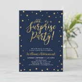 Invitation Navy & Or | Moderne Fête de Retraite Surprise (Debout devant)