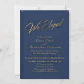 Invitation Navy & Or Réception avec Confettis de Script de Fu (Devant)