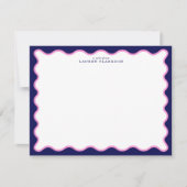 Invitation Navy Pink Striped Wavy Frame Note Card (Devant)