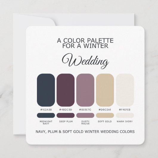 Invitation Navy Plum Soft Gold Winter Wedding Palette Card (Devant)