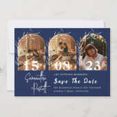 Invitation Navy romantique Arch Save The Date Collage photo (Devant)