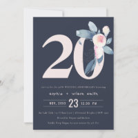 NAVY ROSE BLEU FLORAL 20ÈME ANNIVERSAIRE TOUTE ANN