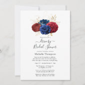 Invitation Navy, Rouge et Or Fleurs Drive By Shower (Devant)