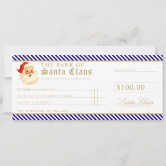 Invitation Navy Santa Cheque Gift Voucher Card