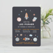 Invitation Navy Space | Galaxy Rocket Theme (Debout devant)