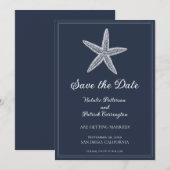 Invitation Navy Starfish pour annoncer la date (Devant / Derrière)