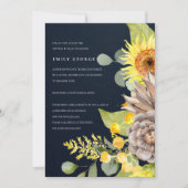 INVITATION NAVY SUNFLOWER EUCALYPTUS DOUCHE FLORALE PAR COURR (Devant)