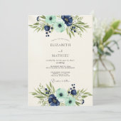 Invitation Navy Teal Opulent Botanical Wedding (Debout devant)