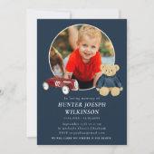 Invitation Navy Teddy Bear Child Memorial  (Devant)