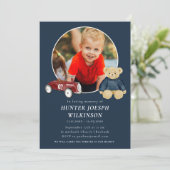 Invitation Navy Teddy Bear Child Memorial  (Debout devant)