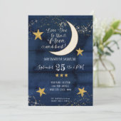 Invitation Navy Twinkle Little Star Moon Love Boy Baby shower (Debout devant)