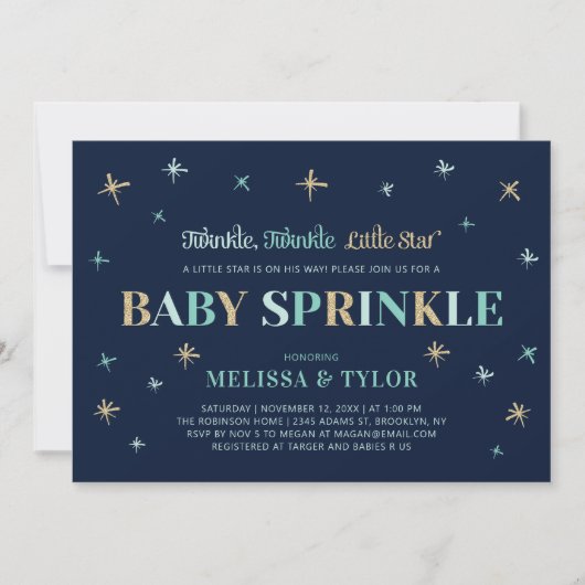 Invitation Navy Twinkle Twinkle Little Star Garçon (Devant)