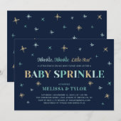 Invitation Navy Twinkle Twinkle Little Star Garçon (Devant / Derrière)