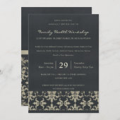 INVITATION NAVY VELVET SILVER DAMASK ÉVÉNEMENT D'ATELIER CLAS (Devant / Derrière)