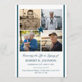 Invitation Navy Veteran 4 Photo Collage Flat Funeral Program (Devant)