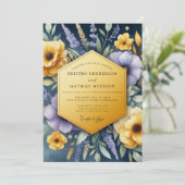 Invitation Navy Vibrant Wildflower Wedding (Debout devant)