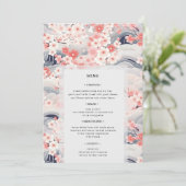 Invitation Navy Waves Sakura Floral Modern Wedding Menu (Debout devant)