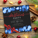 Invitation Navy Winter Wonderland Company Xmas Red Ribbon<br><div class="desc">Elégante société formelle et entreprise fêté de Noël / Cocktail / Dîner Invitation modèle avec les flocons de neige de la Marine et les lumières de Noël. Impressionnez vos amis et collègues avec ce design sophistiqué et élégant d'invitation.</div>