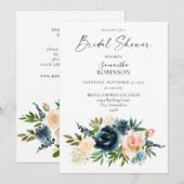 Invitation Nayv, Dusty Blue & Blush Pink Floral Fête des mari (Devant / Derrière)