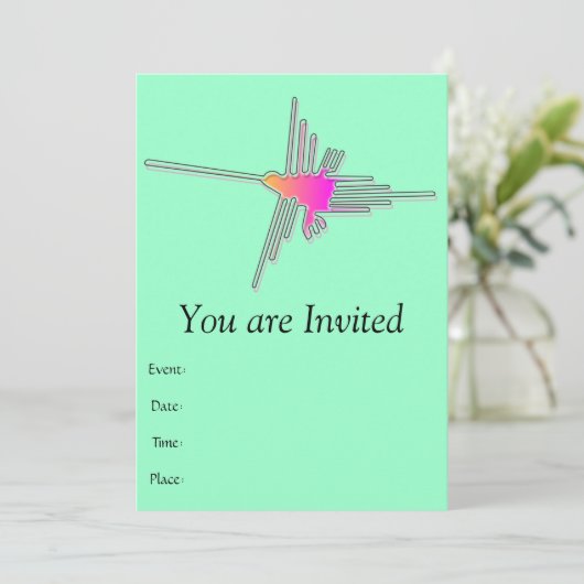 Invitation Nazca Lines Hummingbird - Version verte (Debout devant)