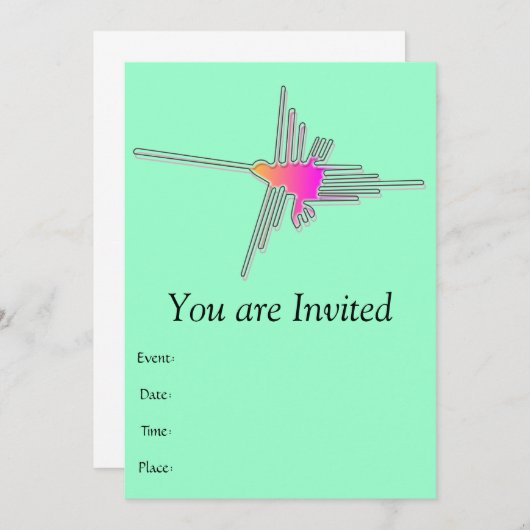 Invitation Nazca Lines Hummingbird - Version verte (Devant / Derrière)