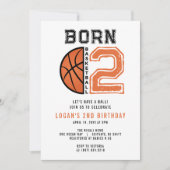 Invitation Né 2 Ball Basketball 2e fête d'anniversaire (Devant)