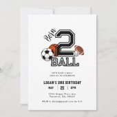 Invitation Né 2 Ball Sports Thème Boy's 2nd Birthday Party (Devant)