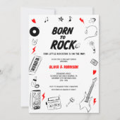 Invitation Né au Baby shower Rock Star (Devant)