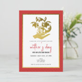 Invitation Né dans l'année du Dragon Rouge Première Mère Fête (Debout devant)