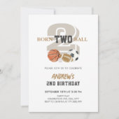 Invitation Né Deux Balles Anniversaire Garçon 2e Anniversaire (Devant)