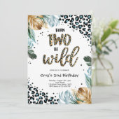 Invitation Né Deux Be Wild Boy Jungle Empreinte de léopard An (Debout devant)