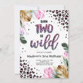 Invitation Né Deux Be Wild Jungle Empreinte de léopard Annive (Devant)
