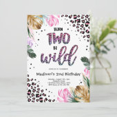 Invitation Né Deux Be Wild Jungle Empreinte de léopard Annive (Debout devant)