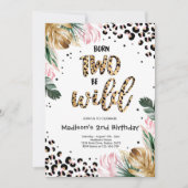 Invitation Né Deux Be Wild Jungle Empreinte de léopard Annive (Devant)