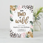 Invitation Né Deux Be Wild Jungle Empreinte de léopard Annive (Debout devant)