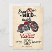 Invitation Né Deux Be Wild Motorcycle 2e Birthday Boy (Devant)