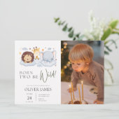 Invitation Né deux être sauvage photo 2e anniversaire (Debout devant)