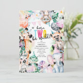 Invitation Né Deux Sois Sauvage ! Safari Animaux Cool 2e anni (Debout devant)