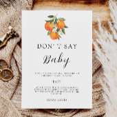 Invitation Ne dites pas Baby shower jeu, Aquarelle Oranges