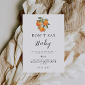 Invitation Ne dites pas Baby shower jeu, Aquarelle Oranges