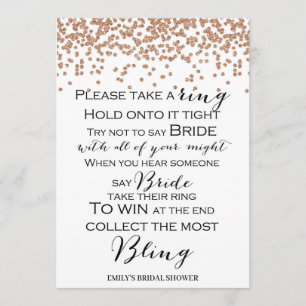 Invitation Ne dites pas Bride Rose Gold Fête de l'mariée Game