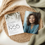 Invitation Né en 1955 Overlay 2 Photos 70th Birthday Party<br><div class="desc">Né en 1955 Overlay 2 Photos 70th Birthday Party. Une élégance simple. Personnalisez facilement le texte selon vos besoins et remplacez les exemples d'images à l'avant et à l'arrière par les vôtres.</div>