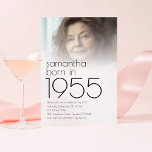 Invitation Né en 1955 Photo Overlay 70th Birthday Party<br><div class="desc">Né en 1955 photo Overlay 70th Birthday Party. Une élégance simple. Personnalisez facilement le texte selon vos besoins et remplacez l'exemple d'image par le vôtre.</div>