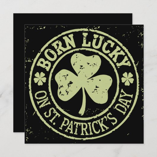 Invitation Né Lucky sur St Patrick's Day Irlandais Anniversai (Devant / Derrière)