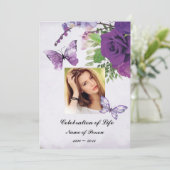 Invitation Ne m'oubliez pas papillons Célébration de la vie (Debout devant)