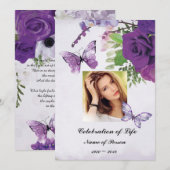 Invitation Ne m'oubliez pas papillons Célébration de la vie (Devant / Derrière)