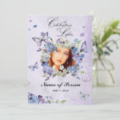 Invitation Ne m'oubliez pas papillons Célébration de la vie (Debout devant)