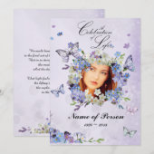 Invitation Ne m'oubliez pas papillons Célébration de la vie (Devant / Derrière)