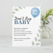 Invitation Ne pas dire Baby shower Jeu Balloon Eucalyptus (Debout devant)